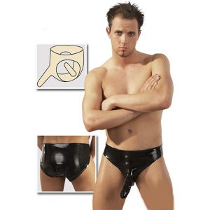 latex bukser med anal dildo til røven homo homosexuel latex trusser til mænd